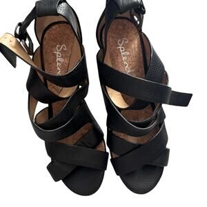 New Splendid Black Women's Leather Strappy Shoes Pumps Sz 6 $89